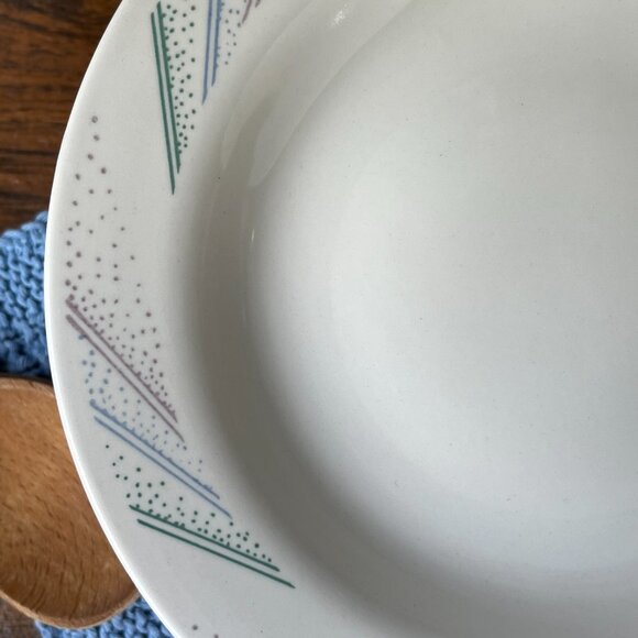 3 Creamy White Soup Plates Geometric Ornament Oxford Brazil - Picture 4 of 10